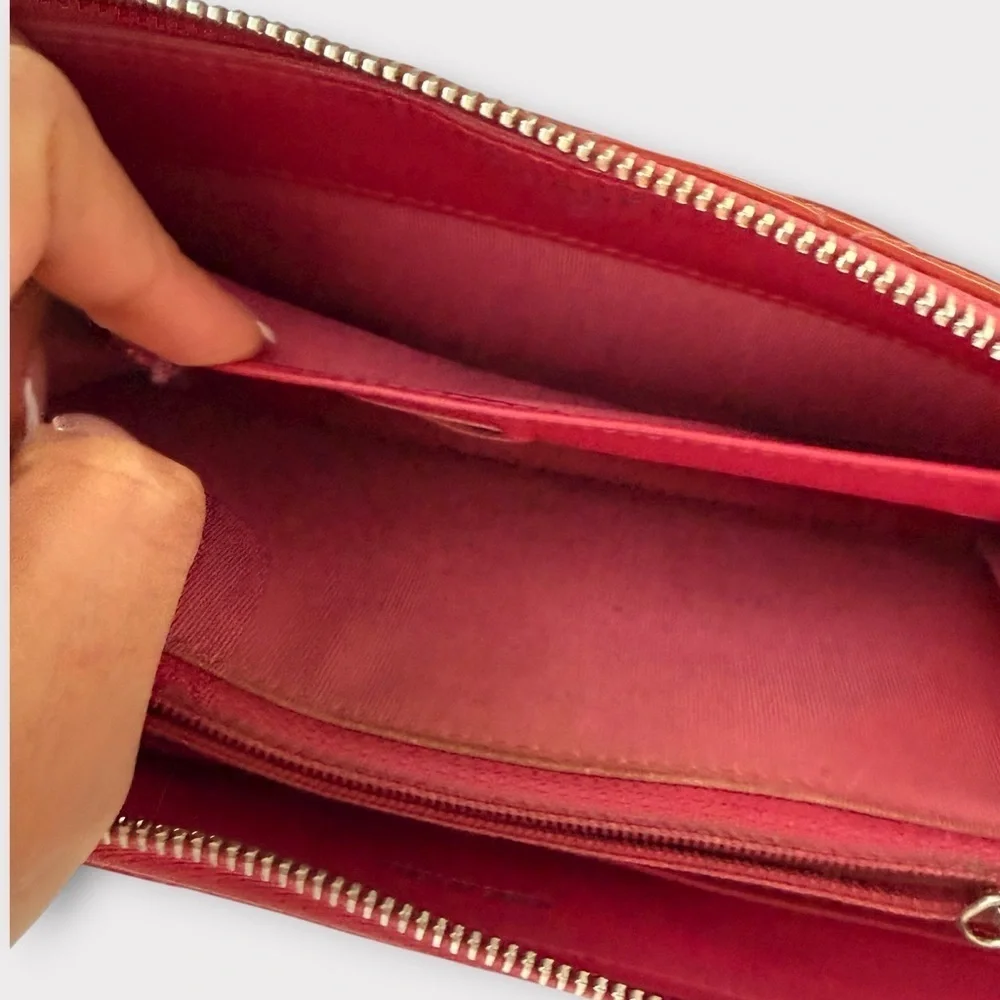 Chanel Matelassé Patent Long Wallet Pink-Orange | Authentic COA + NFT